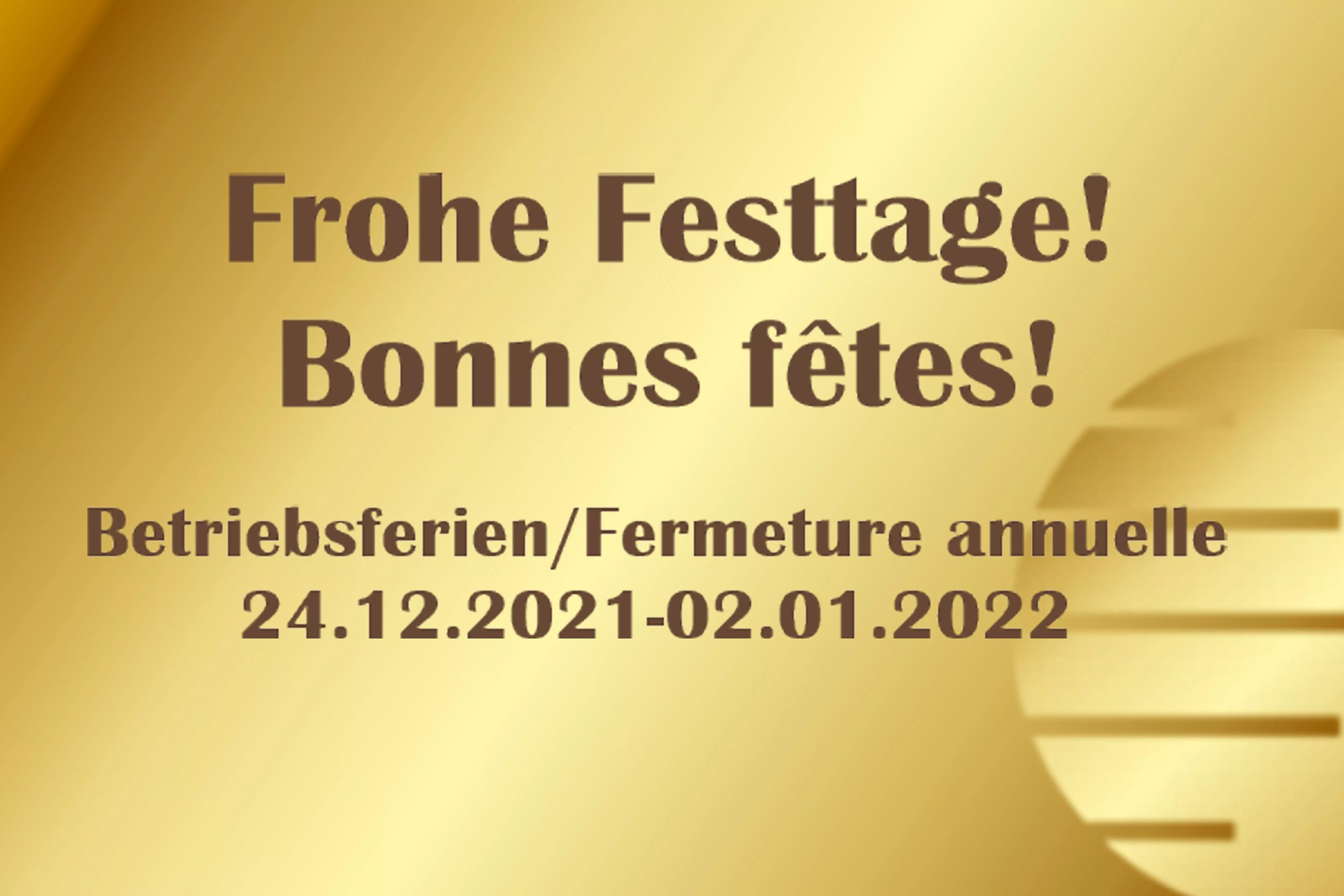 Frohe Festtage / Betriebsferien